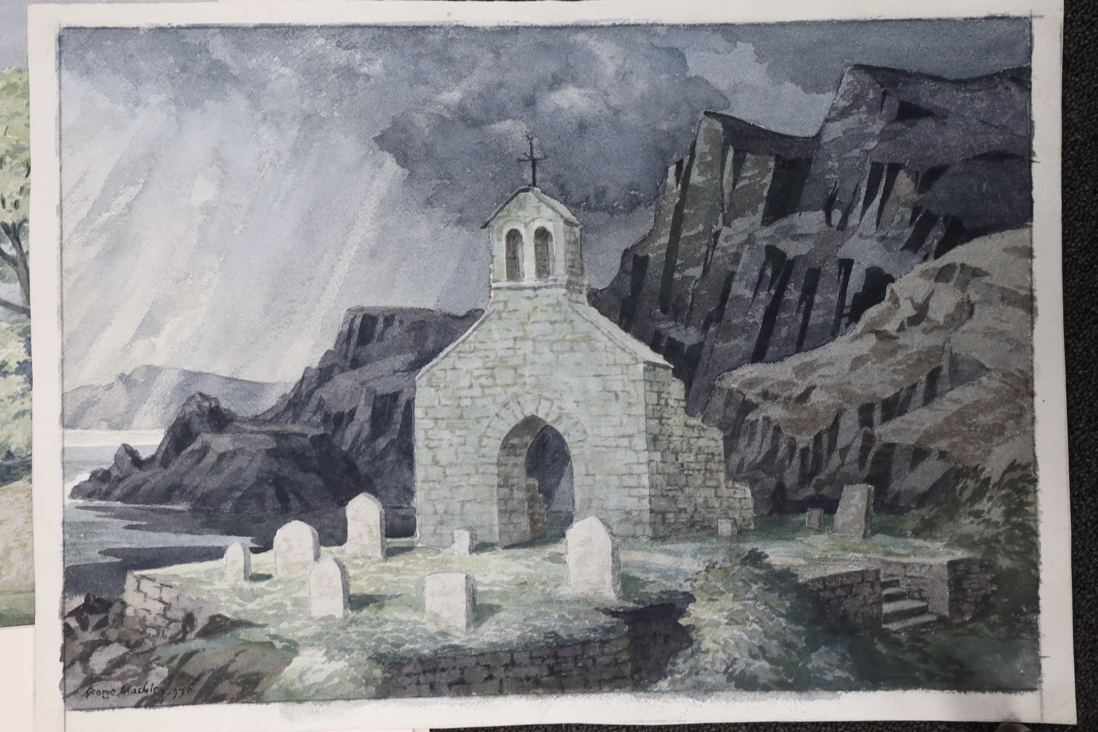 George Mackley R.E. (1900-1983), six assorted watercolours, Churches, chapels and other rustic scenes, c.1975-80 after the artist was forced to relinquish wood engraving due to ill health, signed, largest 34 x 49cm